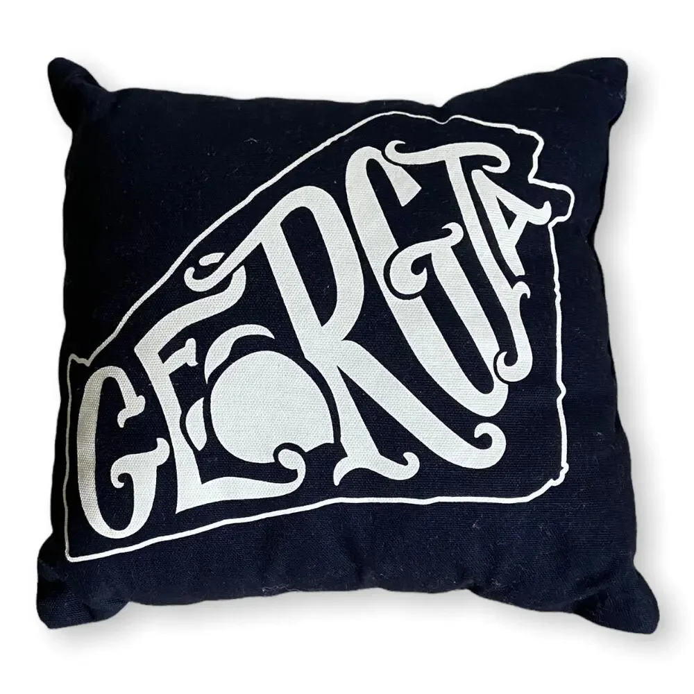 Primitives by Kathy Georgia Peach Throw Pillow Black Cream Travel Decor 10x10‎